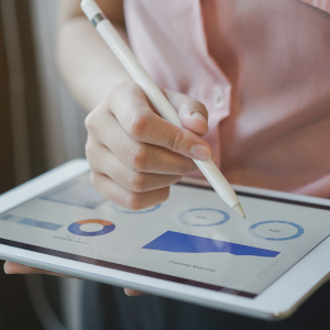 woman using an ipad